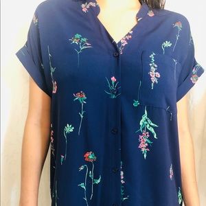 IMNYC Floral Blouse, Blue/Navy, Size S/M, NWT